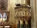 Stone pulpit at Worcester Cathedral England