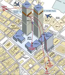 Diagram of the World Trade Center plane debris