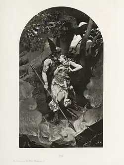 Wotan Takes Leave of Brunhild (1892) by Konrad Dielitz