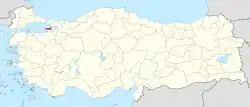 Location of the province within Turkey
