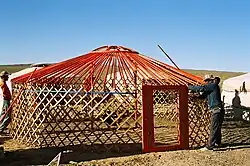 Roof construction in place with roof slopes