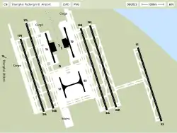 The layout of Shanghai Pudong International Airport