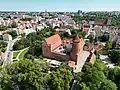 Aerial view of the Old Town with the Olsztyn Castle