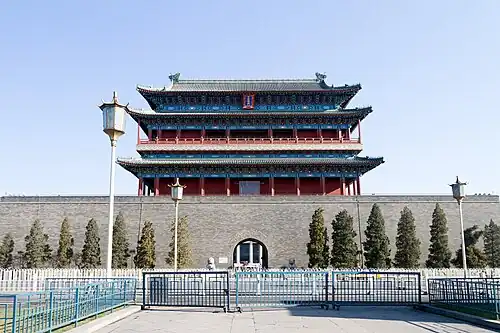 Zhengyangmen Gate Tower marking the south end of Tiananmen Square