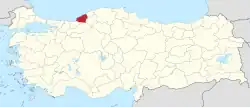 Location of the province within Turkey