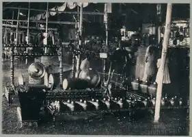 A set of Javanese gamelan at the Surabaya night market circa 1905