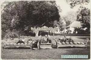 A group of Javanese gamelan musicians in Malang, East Java