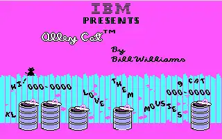 Example of typical 320&nbsp;×&nbsp;200 CGA graphics on "Alley Cat", an early IBM PC self-booting game