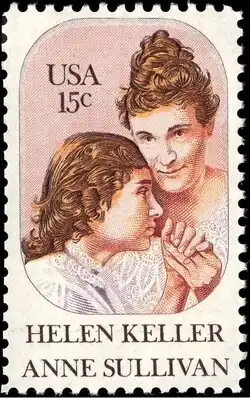 Helen Keller (left) and Anne Sullivan on a U.S.commemorative postage stamp, 1980 issue. An editor has nominated the above file for discussion of its purpose and/or potential deletion. You are welcome to participate in the discussion and help reach a consensus.