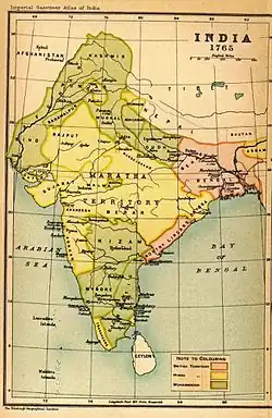 Map of India in 1765