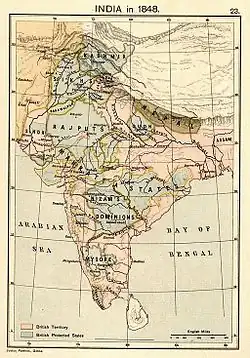 Map of India in 1848