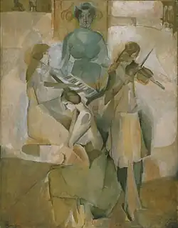 Marcel Duchamp, 1911, La sonate (Sonata), oil on canvas, 145.1 x 113.3&nbsp;cm, Philadelphia Museum of Art. Exhibited at Exposició d'Art Cubista, Barcelona, Galeries Dalmau, Barcelona, 1912 (reproduced in catalogue)