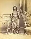 Woman, in Sind, British India, in Sindhi slim pajamo shalwar