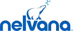 The production logo for Nelvana, depicting a polar bear, who is looking at Polaris, the North Star. Below the polar bear, the text shows the company name, in blue.