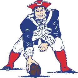The Patriots' primary logo used in the Sullivan era from 1961 to 1992, known as "Pat Patriot". Today, it is kept as a secondary logo, complementing the modern logo, the "Flying Elvis"