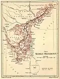 Madras Presidency shown in an 1880 map