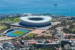 Aerial view of the Cape Town Stadium in Cape Town, South Africa