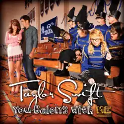 Cover artwork of "You Belong with Me", featuring Swift in a marching band outfit