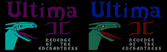 Ultima II. Left: with RGB monitor; right: with composite monitor.